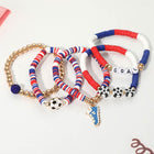 5PCS Soccer Shoe Charm GOAL Message Heishi Beaded Stretch Bracelet Set | Soccer Player Gift
