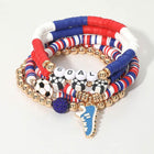 5PCS Soccer Shoe Charm GOAL Message Heishi Beaded Stretch Bracelet Set | Soccer Player Gift