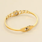 Stainless Steel Roman Numeral Stone Bezel Accent Hinged Bangle Bracelet | Elegant Luxury Bracelet