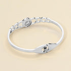 Stainless Steel Roman Numeral Stone Bezel Accent Hinged Bangle Bracelet | Elegant Luxury Bracelet