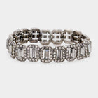 Emerald Cut Crystal Rhinestone Pave Evening Bracelet - Bridal Bracelet - Formal Gala Bracelets