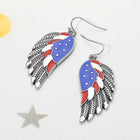 Enamel USA Flag Wing Dangle Earrings - Patriotic Earrings for Women - American Eagle Wings Earring
