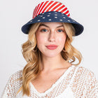 American USA Flag Straw Woven Adjustable Sun Visor Hat - Summer Beach Hat for Women