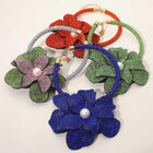Pearl Center Bling Studded Oversized Flower Necklace - Bold Floral Chunky Statement Necklace - Bridal Jewelry