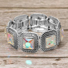 Vintage Boho Stone Cluster Beaded Stretch Bracelet - Vintage Elastic Bangle Jewelry