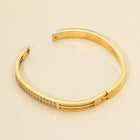 Stainless Steel Two-Row Stone Paved Bar Accent Hinged Bangle Bracelet - Sparkle Stackable Bracelet