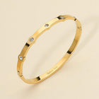 Stainless Steel Stone Paved Slim Hinged Bangle Bracelet - Dainty Sparkle Bracelet - Delicate Bridal Jewelry