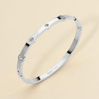Stainless Steel Stone Paved Slim Hinged Bangle Bracelet - Dainty Sparkle Bracelet - Delicate Bridal Jewelry