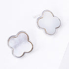 Gold Dipped Mother of Pearl Quatrefoil Stud Earrings - Dainty Pearl Earring - Floral Clover Studs