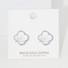 Gold Dipped Mother of Pearl Quatrefoil Stud Earrings - Dainty Pearl Earring - Floral Clover Studs