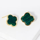 Gold Dipped Mother of Pearl Quatrefoil Stud Earrings - Dainty Pearl Earring - Floral Clover Studs