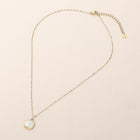 Stainless Steel Square Stone Pendant Necklace - Dainty Minimalist Chain - Elegant Everyday Pendant