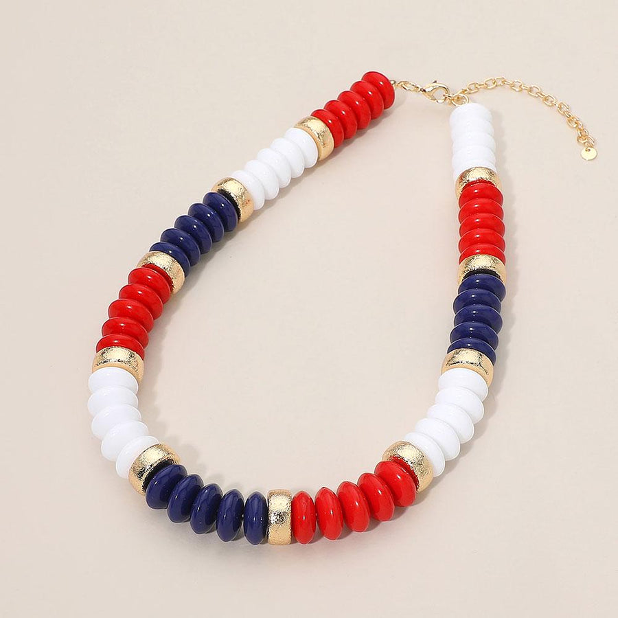 Chunky Resin Disc Bead Necklace - Bold Statement Boho Colorful Jewelry