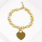 Gold Dipped Metal Heart Lock Charm Bracelet - Dainty Love Lock Jewellery Gift for Her