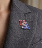Stone Pave Enamel USA Flag Letter Pin Brooch | Patriotic Lapel Pin Accessory