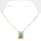 Gold Dipped Virgin Mary Charm Pendant Necklace - Catholic Religious Necklace - Faith Jewelry Gift