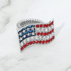 American USA Flag Rhinestone Stretch Ring, Patriotic Statement Ring, Red White Blue Jewelry