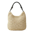 Bamboo Handle Paper Shoulder Tote Bag - Eco-Friendly Natural Boho Tote - Summer Beach Top-Handle Bags