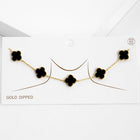 Gold Dipped Mother of Pearl Quatrefoil Station Necklace - Clover Necklace - Dainty Layering Chain