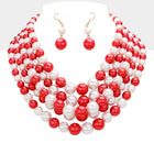 Multi Strand Pearl Bib Necklace - Layered Pearl Statement Necklaces - Elegant Bridal Jewelry