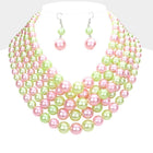 Multi Strand Pearl Bib Necklace - Layered Pearl Statement Necklaces - Elegant Bridal Jewelry