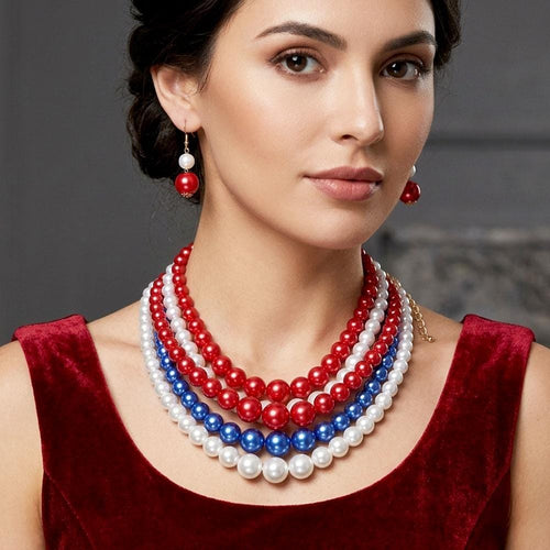 Multi Strand Pearl Bib Necklace - Layered Pearl Statement Necklaces - Elegant Bridal Jewelry