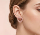 Stone Paved Open Heart Stud Earrings - Dainty Crystal Studs - Pave Heart Earring Gift