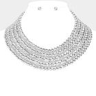 Metal Bubble Bib Choker Necklace, Bold Layered Chunky Statement Necklace Set