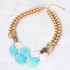 Multi Color Resin Pebble Beaded Layered Statement Necklace, Chunky Colorful Boho Bead Necklace