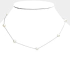 Pearl Station Necklace - Dainty Floating Pearl Chain - Minimalist Bridal Pearls Necklaces