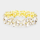 Glass Crystal Marquise Stone Cluster Stretch Bracelet - Sparkle Rhinestone Bracelet - Bridal Stackable Bracelets