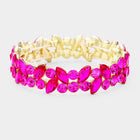 Glass Crystal Marquise Stone Cluster Stretch Bracelet - Sparkle Rhinestone Bracelet - Bridal Stackable Bracelets