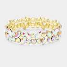 Glass Crystal Marquise Stone Cluster Stretch Bracelet - Sparkle Rhinestone Bracelet - Bridal Stackable Bracelets