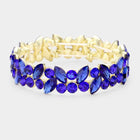 Glass Crystal Marquise Stone Cluster Stretch Bracelet - Sparkle Rhinestone Bracelet - Bridal Stackable Bracelets