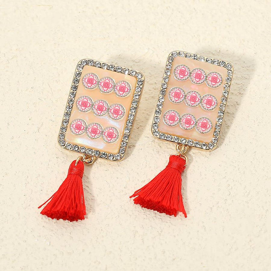 Frame  Style Tassel Drop Earrings - Colorful Tassel Festival Dangle Earring - Boho Statement Jewelry