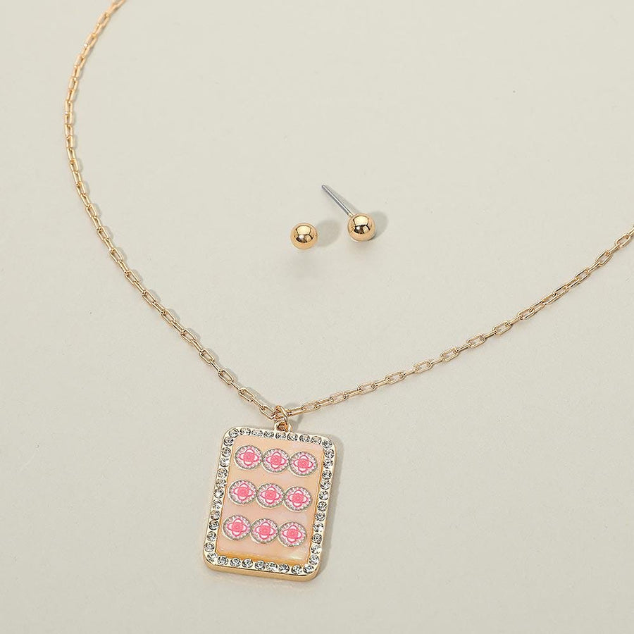 Floral Frame Pendant Necklace – Geometric Chain – Modern Pendant Artistic Jewelry Gift