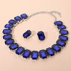 Emerald Cut Stone Collar Evening Necklace - Crystal Bridal Statement Necklace