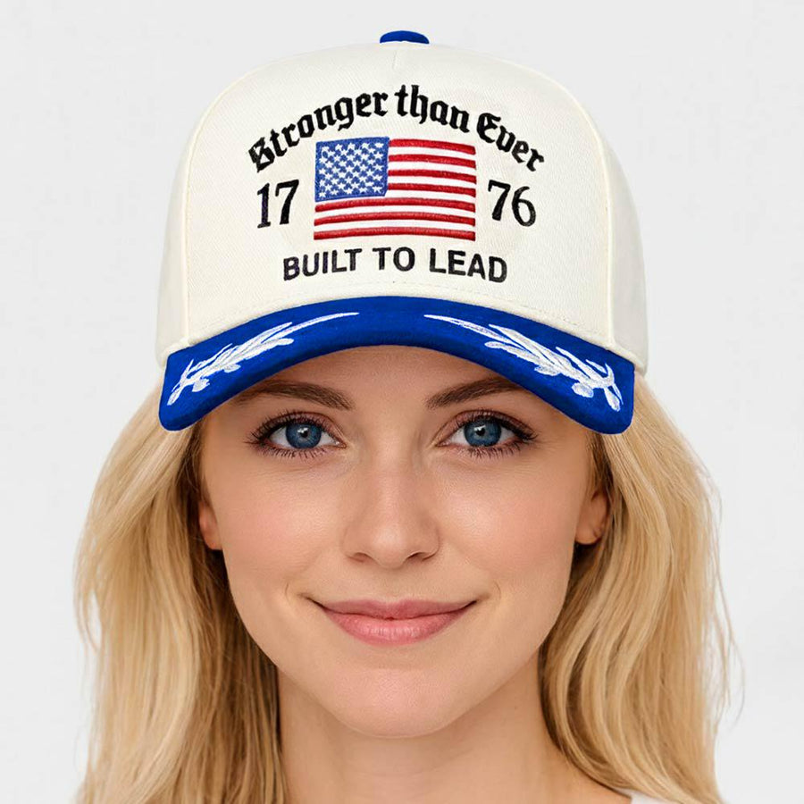 Stronger Than Ever 1776 USA Flag Leaf Embroidered Baseball Cap - American Pride Gift