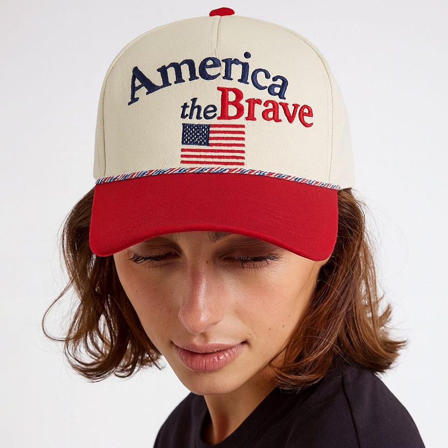 AMERICAN the BRAVE Embroidered Baseball Cap | Patriotic USA Hat for Men & Women | Freedom Slogan Cap