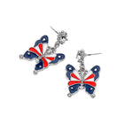 Enamel USA Flag Butterfly Dangle Earrings - Patriotic Butterfly Drop & Dangles - 4th of July Earring