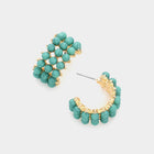 Cluster Hoop Earrings - Bold Beaded Statement Hoops - Unique Boho Artisan Textured Hoop Earring