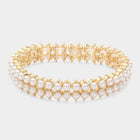 Bubble Stone Pearl Stretch Bracelet - Chunky Boho Bead Bangle - Natural Pearl Bracelets