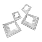 Bold Textured Metal Geometric Open Square Drop Statement Earrings - Modern Square Dangle Earring