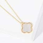 Gold Dipped Quatrefoil Clover Pendant Necklace, Minimalist Dainty Jewelry