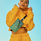 Bling Envelope Belt Crossbody Bag - Sparkle Glam Fanny Pack - Studded Waist Hip Bag