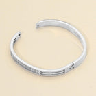 Stainless Steel Two-Row Stone Paved Bar Accent Hinged Bangle Bracelet - Sparkle Stackable Bracelet