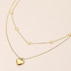 Stainless Steel Heart Charm Station Layered Necklace - Dainty Floating Heart Chain - Multi-Strand Lover Jewelry