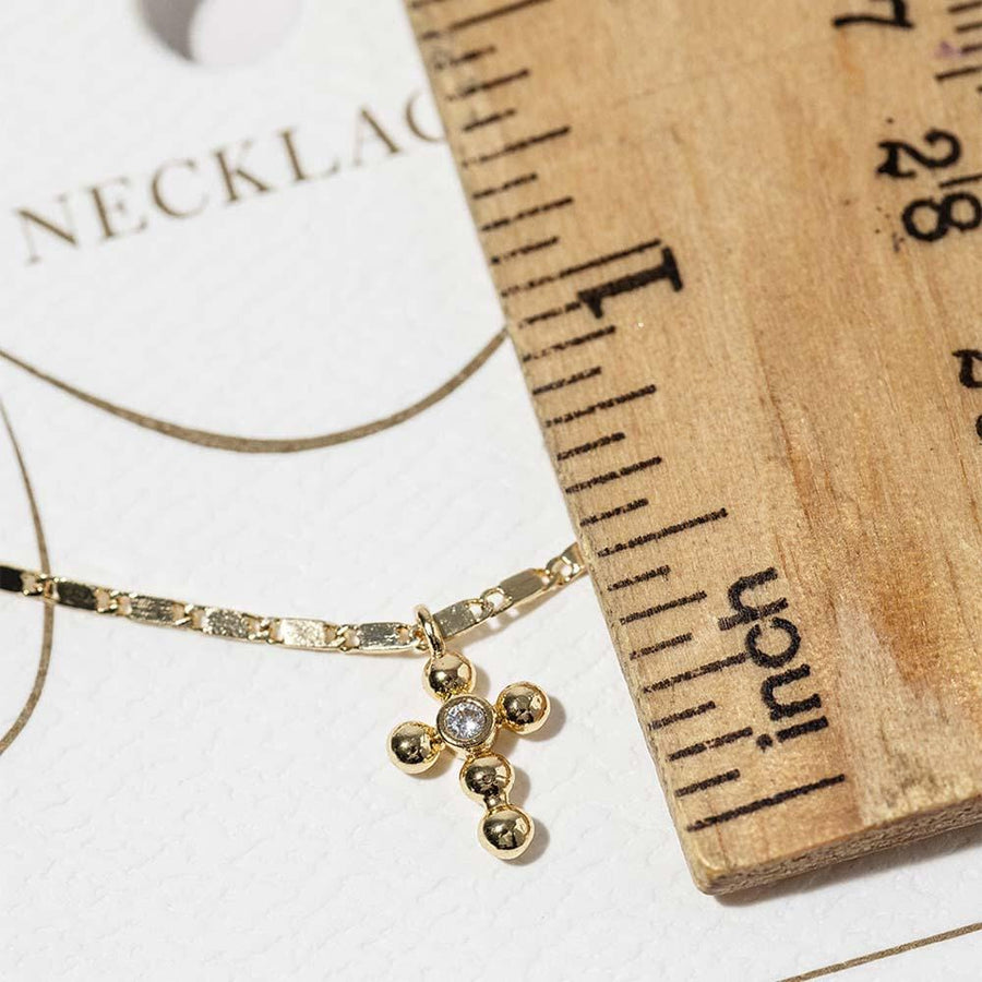 Gold Dipped CZ Mini Cross Pendant Necklace – Dainty Religious Jewelry