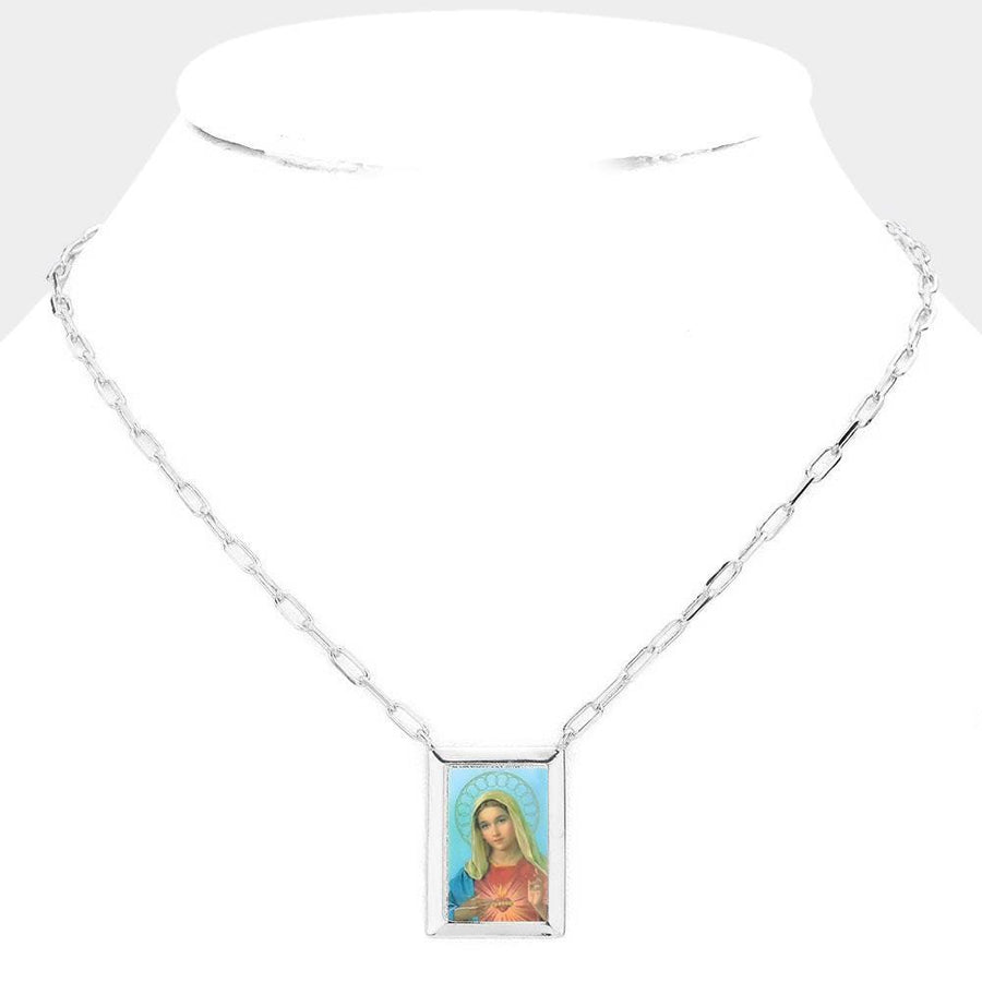 Gold Dipped Virgin Mary Charm Pendant Necklace - Catholic Religious Necklace - Faith Jewelry Gift