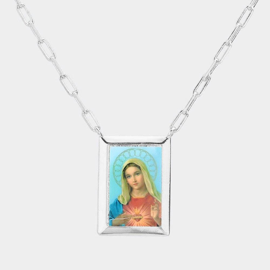 Gold Dipped Virgin Mary Charm Pendant Necklace - Catholic Religious Necklace - Faith Jewelry Gift